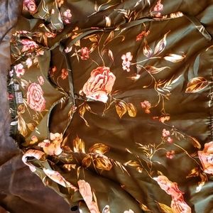 Olive green floral blouse